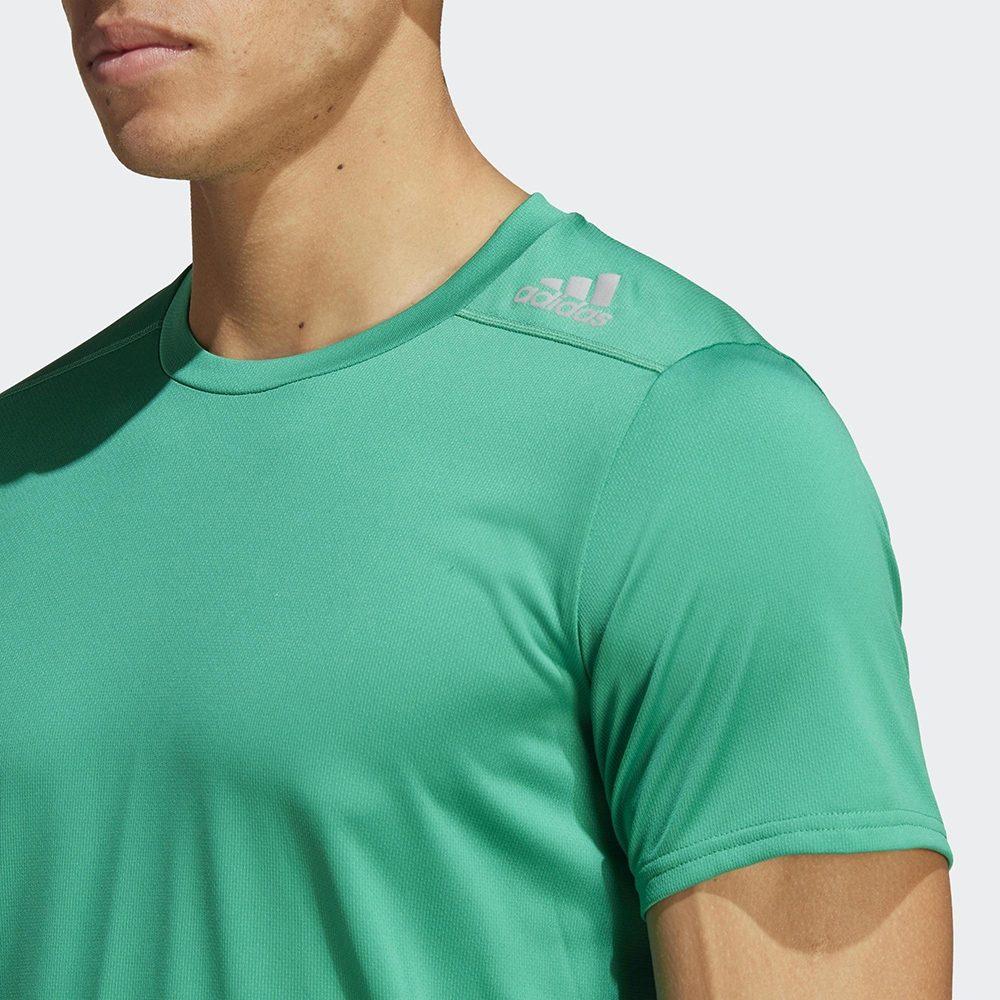 Adidas T Shirts Men's Lawn Green Crew Neck Moderate Straight Fit IB8942