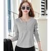 [JHIJSC] t-shirt ladies long sleeve spring cotton tight Plain color Fashionable cute big size (JP, alphabet, L, gray)