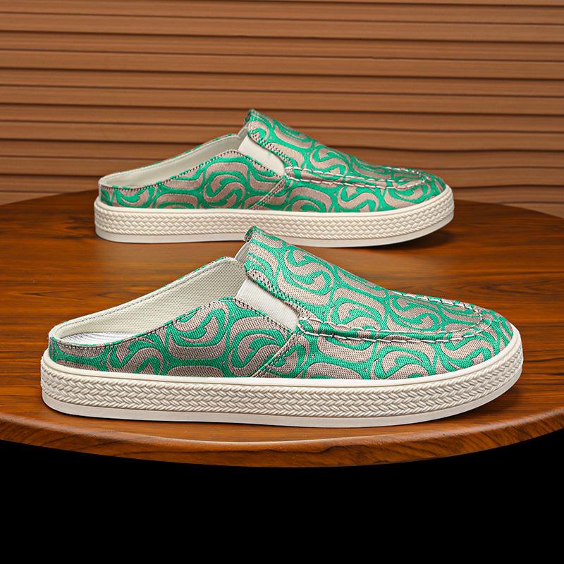 Men's Canvas Slippers Summer New Outdoor Anti-slip Soft-sole Fashion Male Casual Slippers Party Sandals Joker Tide Half Slippers