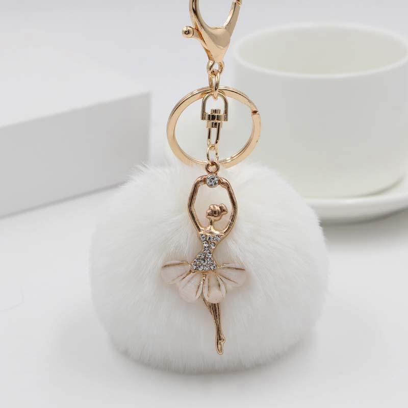 Брелок для ключей Брелок для ключей Танцующий ангел Портативный брелок Милый автомобильный брелок для ключей из искусственного меха