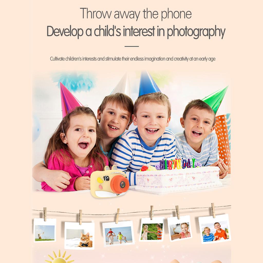 1080P Kids Digital Camera Digital Video Camera for Kids Dual Lens 2.0 Inch IPS Screen 8X Zoom