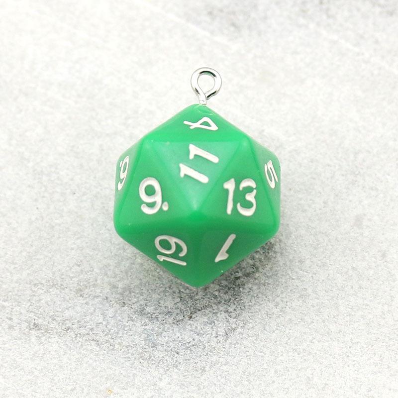 20-Sided Acrylic Dice Keychain - Transparent Solid Color Jewelry Charm