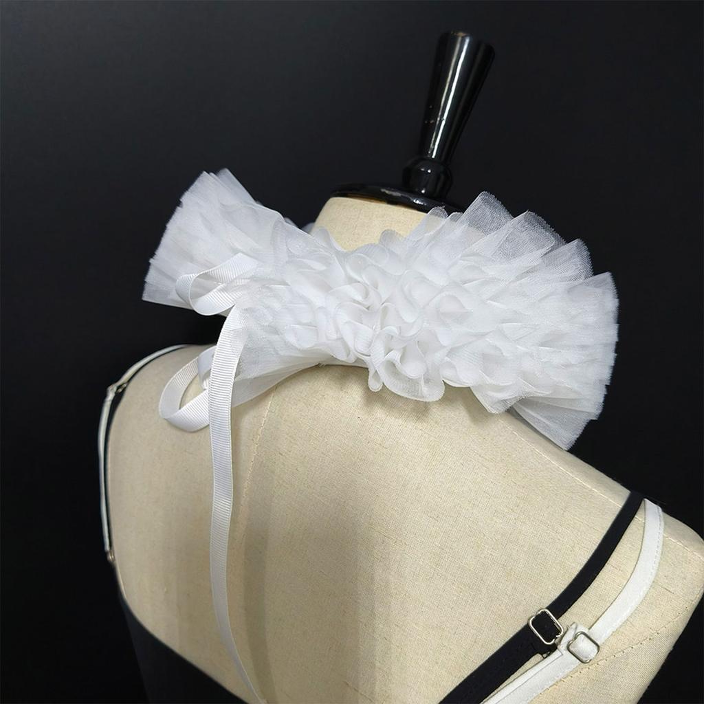 Layered Tulle Victorian Style Faux Collar Clown Choker Neck Ruff Costume Accessory For Halloween Themed Party Event