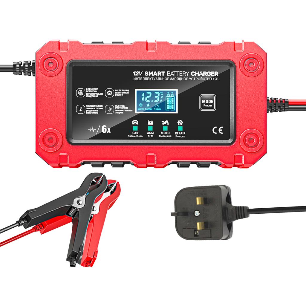 6A 12V Автомобильное зарядное устройство для аккумулятора, Поддерживающее зарядное устройство для Автомобилей, Мотоциклов, Свинцово-кислотных, AGM, GEL аккумуляторов
