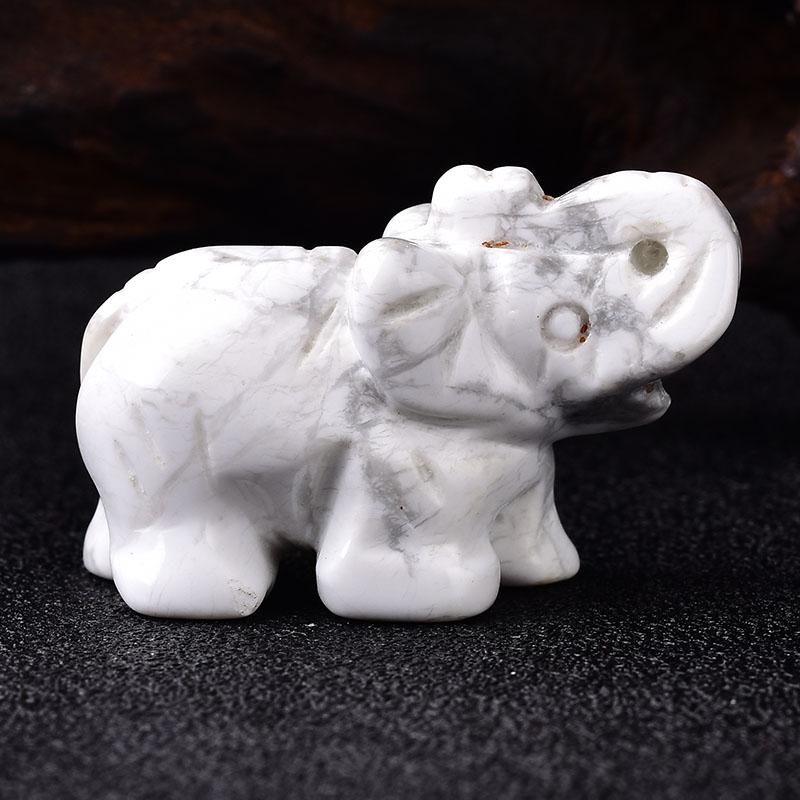 Handmade Carved Tangling Jade Elephant Gemstone Natural Crystal Figurine Good Luck Ornaments