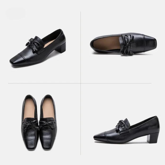 Johnature Туфли-лодочки из натуральной кожи в стиле ретро с квадратным носком и толстым каблуком, универсальные женские туфли для поездок на работу