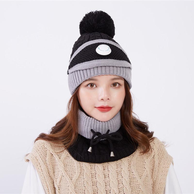 3 Pieces Women's Knitted Hat Scarf Caps Neck Warmer Winter Hat Ladies Girls Skullies Beanies Capst