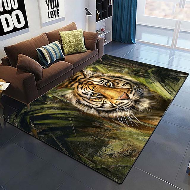 Art Domineering Tiger 3d Print Carpets For Living Room Bedroom Decor Carpet Soft Home Bedside Floor Mat Play Area Rugs Carpet
