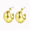 Vintage Gold Plated Chunky Dome Drop Earrings for Women Glossy Stainless Steel Thick Teardrop Earrings Dupes Lightweight Hoops