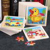 TOYS & TOTS 9Pcs Wooden Cartoon Animals Jigsaw Puzzle Learning Education Panel Kids Toys