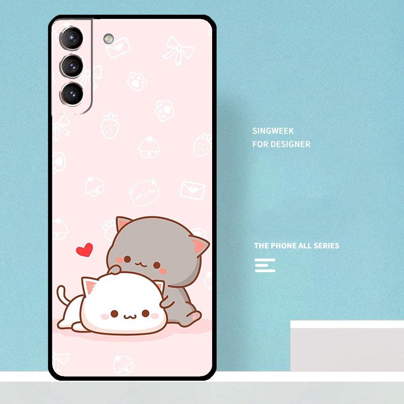 Чехол-моти Персиковый Кот для Samsung Galaxy S23 S24 Ultra S22 S21 Plus Note 10 Note 20 S9 S10 S20 S21 FE