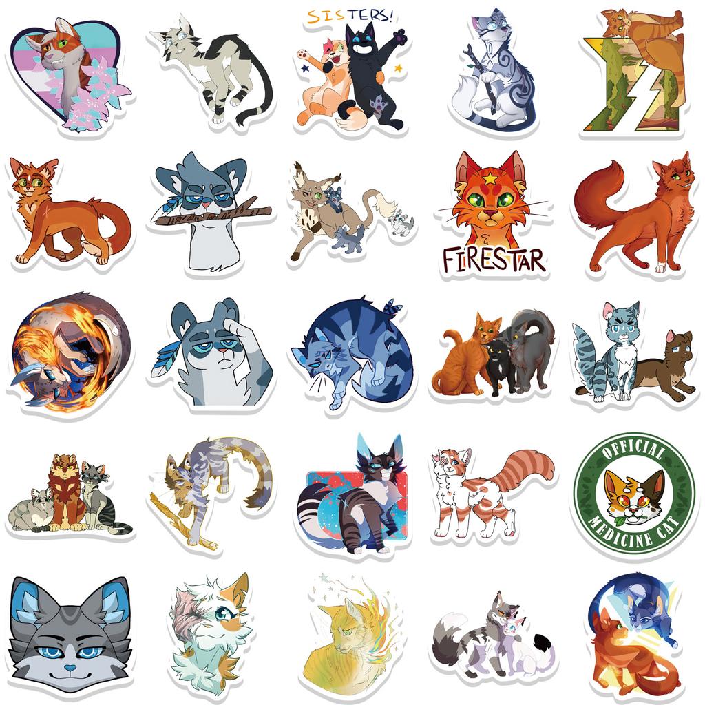 52 Cat Warrior Graffiti Stickers Decorate Suitcase Guitar Notebook DIY Waterproof Stickers Hot Stamps