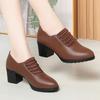 Autumn Winter Soft Sole Soft Leather Comfortable Thick Heel Shoes Middle Deep Mouth Fashion Women's Elegant Single Shoes