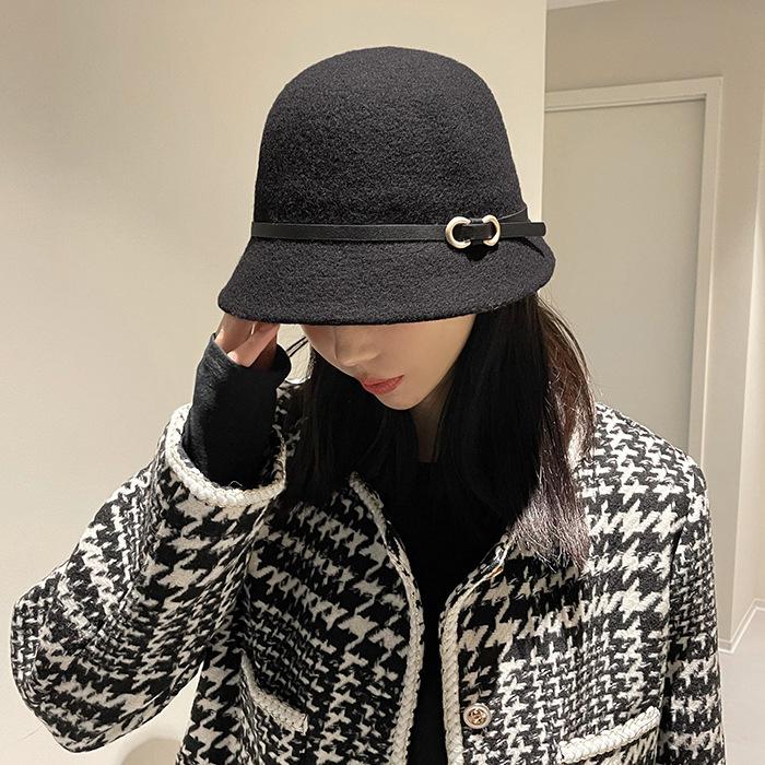 Single Retro Dome Woolen Top Hat Women's Autumn and Winter Fashion Wool Knitted Hat Bucket Hat Basin Hat