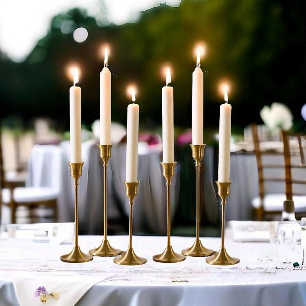 3Pcs Exquisite Metal Romantic Candle Stand Gold Plated Tabletop Candle Holder Hotel Decor