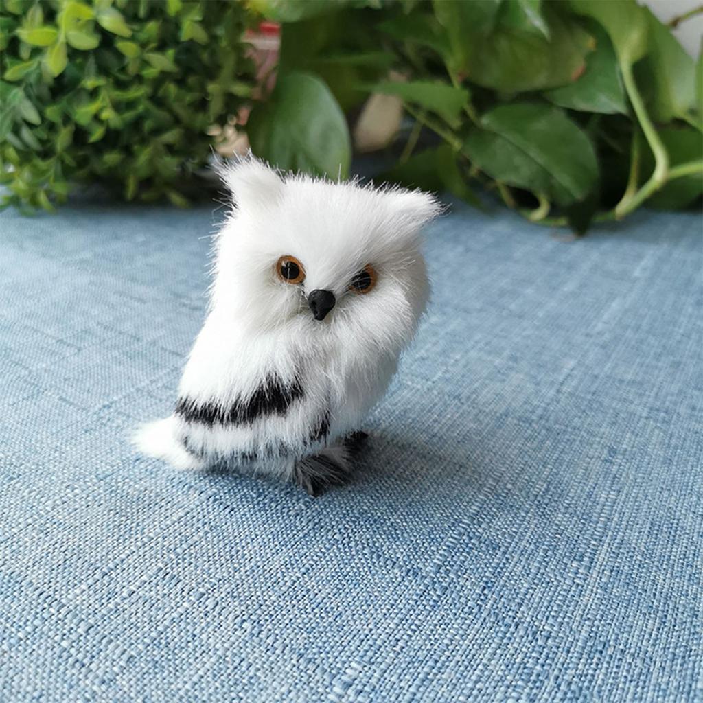 Furry Desktop Owl Ornaments Faux Fur Animal Ornaments Tree Decor for Home Wall Holiday Party Decorations