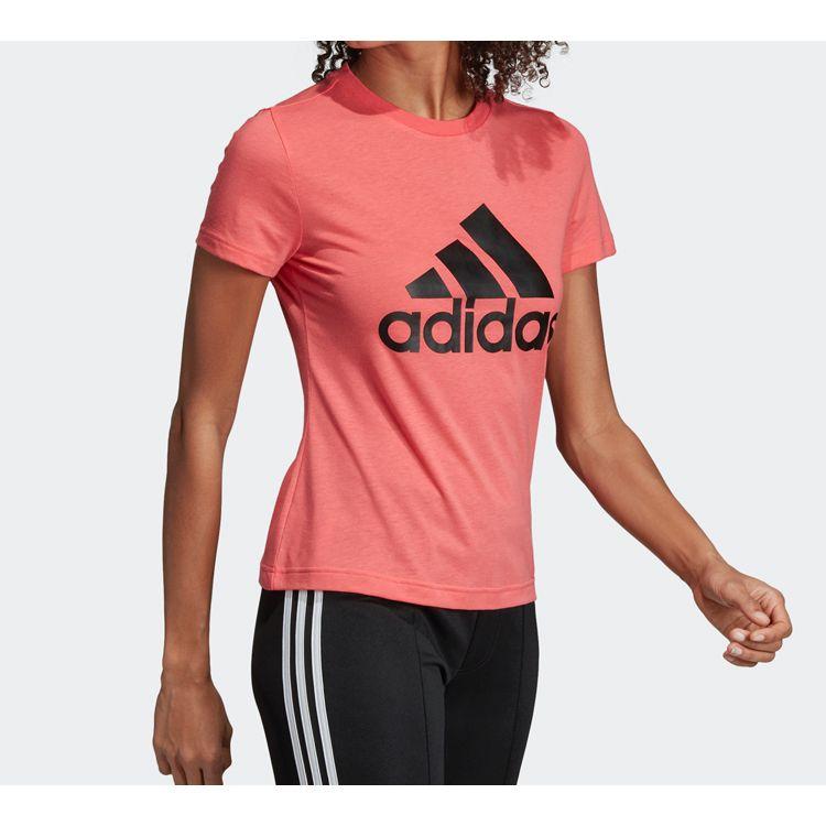 Adidas Спортивная футболка с коротким рукавом и логотипом, женские топы Prism-Pink DY7733