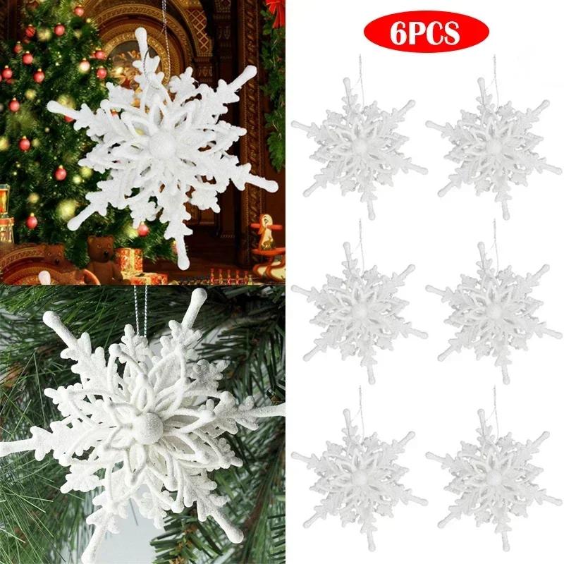 12cm Big Christmas Ice White 3D Snowflake Plastic Glitter Xmas Hanging Pendant for Home Party Wedding Tree Decoration Hot