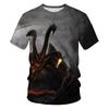 Summer Round Neck 3D Godzilla Pattern Printed Top Fashionable Casual Short Sleeved Children's Boy T-shirts