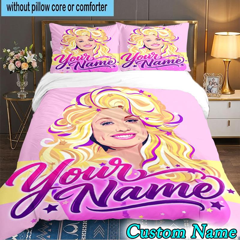 Custom Name 3PCS Dolly Memorial Tribute Bedding Set,Including Duvet Cover And 2pcs Pillowcases Perfect for Bedroom,Dormitory,Fan Christmas gift