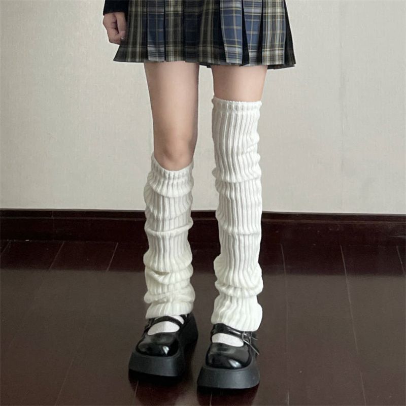 70cm Women Leg Warmers Over Knee Japanese Lolita Style JK Uniform for Girl Sweet Kawaii Up Knitted Socks Foot Warming Cover