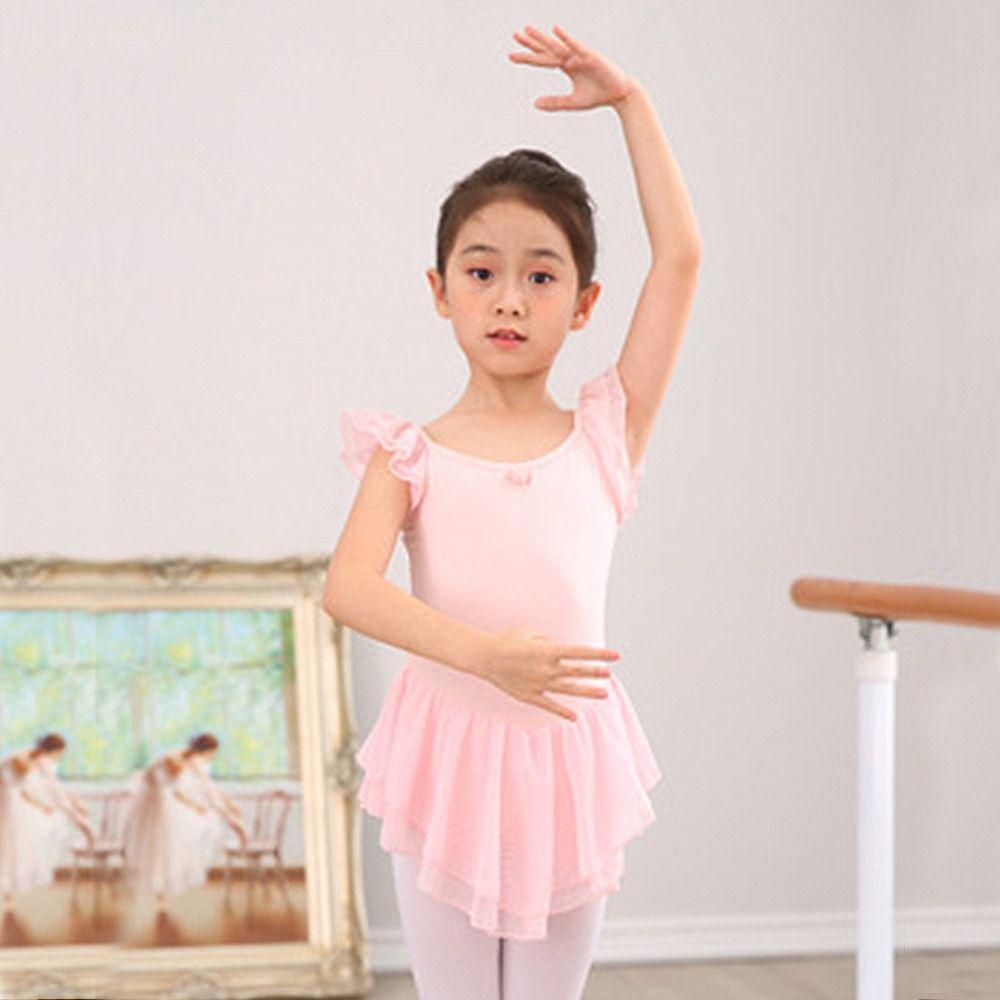 Short Sleeve Gymnastics Leotards Cotton Ballet Bodysuits Fashion Dancewear Kids Girls