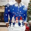 Christmas Polo Shirt for Men Graphic Print Casual Lapel Golf Wear Men's T-Shirt Tops Fashion Sport Long Sleeve Men's Clothing