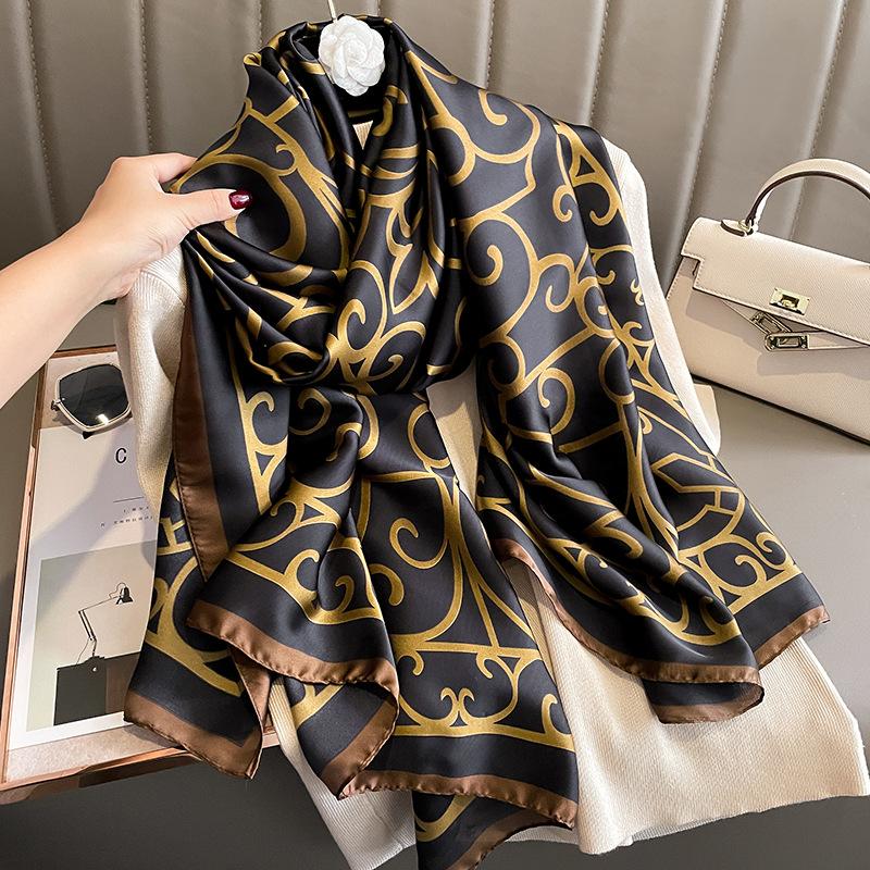 Autumn Winter Silk Scarf Women's Warm Shawl