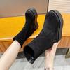 558-20 Slope Heel Super High Heel Short Boots 13CM Waterproof Platform Muffin Thick-soled Elastic Medium Tube Boots Inner Height Increase Women's Sho