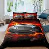 Race Car King Queen Duvet Cover Cool Speed Racing Bedding Set Teens Men Black Sport Car Quilt Cover Polyester Comforter Cover
