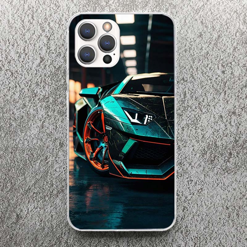 Крутой Мужской Мужчины Спортивные Автомобили Печать Мягкий Чехол для iPhone 17 Air 16 16E 15 14 Plus 13 Mini 12 11 Pro Max Оболочка Телефона SE 7 8 Узор C