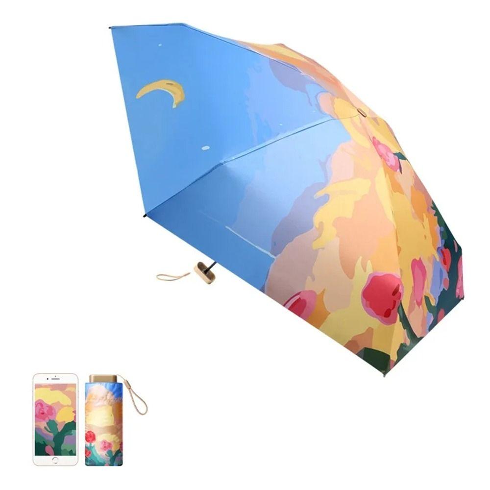 Портативные дождевые зонты Мини 6-складной зонт от солнца Легко хранить Солнцезащитный зонт Студент