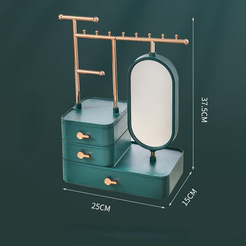 Cosmetics Storage Box High-grade Exquisite Mirror Multifunctional Desktop Lipstick Dresser Skin Care Jewelry Rack
