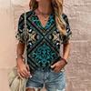 Ethnic Printed Summer Women's T-Shirt Short Sleeve Fashion V-Neck Tee Shirt Casual Harajuku Outdoor T Shirt for Ladie Streetwear
