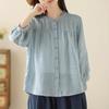 Spring/Summer Retro Slimming Cotton Linen Cardigan - Women's Seven-Sleeve Shirt