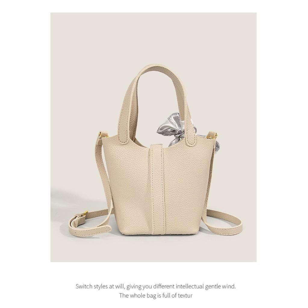 IELGY Fashion Silk Scarf Portable Bucket Bag, Texture Versatile Single Shoulder Crossbody