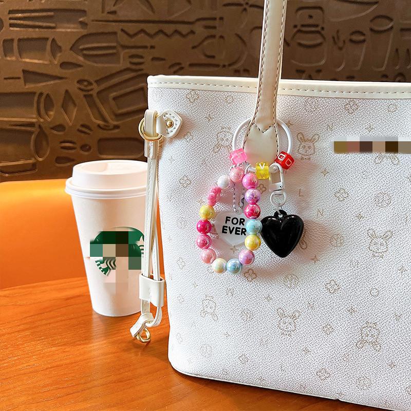 Handmade Luxury Tassel with Love Pendant Candy Cute Glossy Bag Charm Creative Accessory Bag Charm