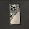 Прозрачный квадратный чехол-накладка для iPhone 15 Plus 16 ProMax 11 12 14 Pro Max 13, защита от окисления, чехол с черным кружевом и узором из небрежной сетки