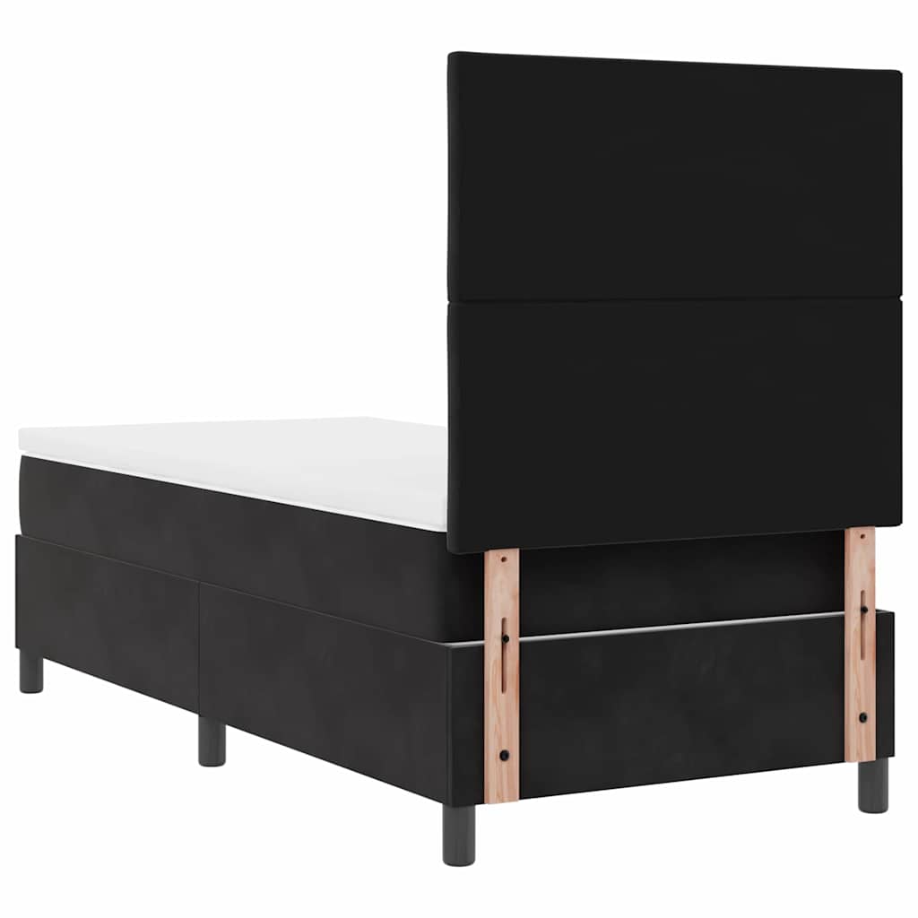 LED Box Spring Bed with Headboard Black 90 x 200 cm Velvet