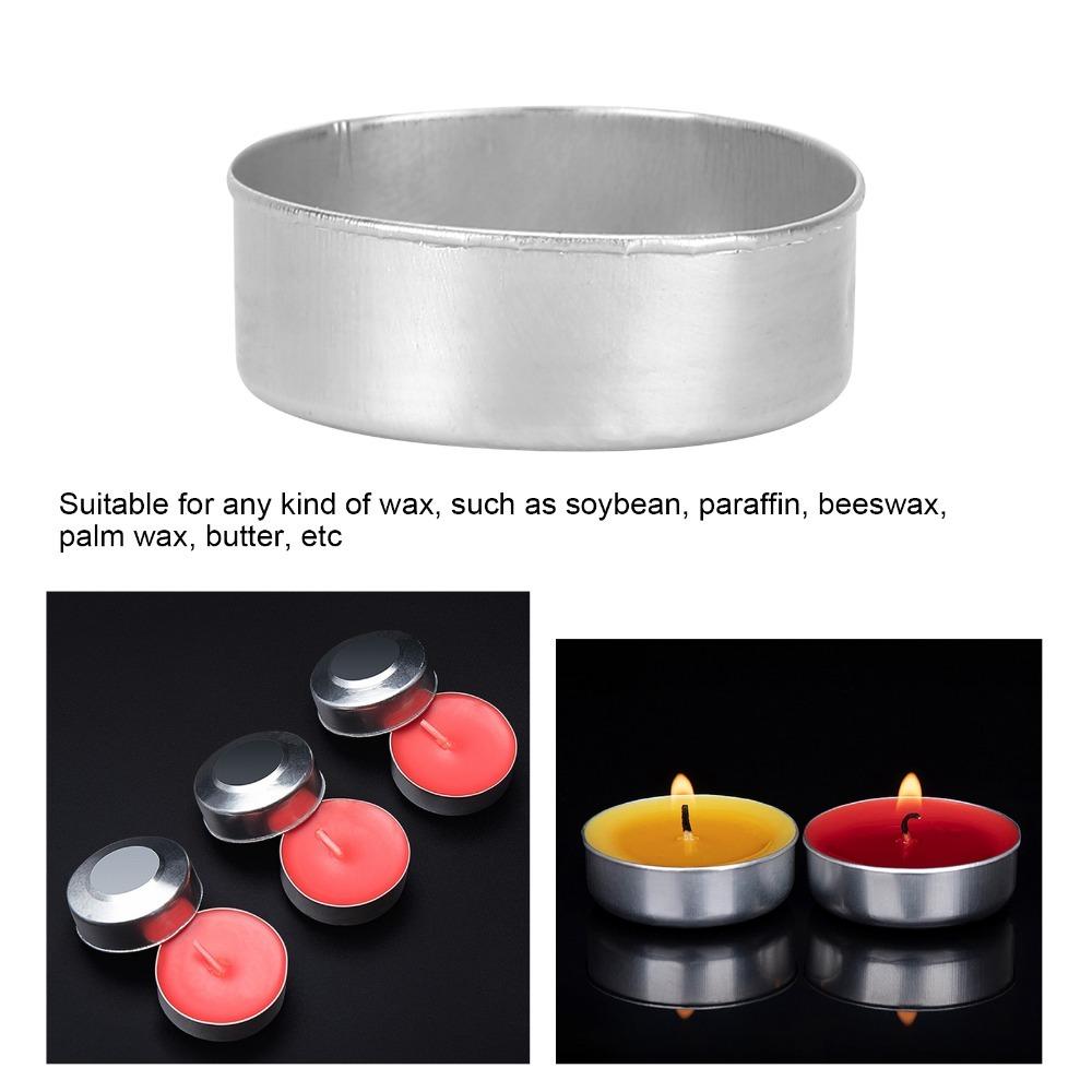 50 Pcs 1.37 X 1.37 X 0.55 in Candle Mold Container Aluminum Candle Shells for Outdoor Activities