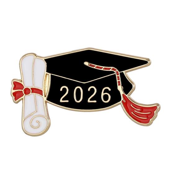 Брошь-значок выпускника 2026 года, Эмалированный значок на лацкан с изображением выпускной шапочки, звезды и свитка, Памятный значок для выпускника старшей школы или колледжа, выпуск 2026 года