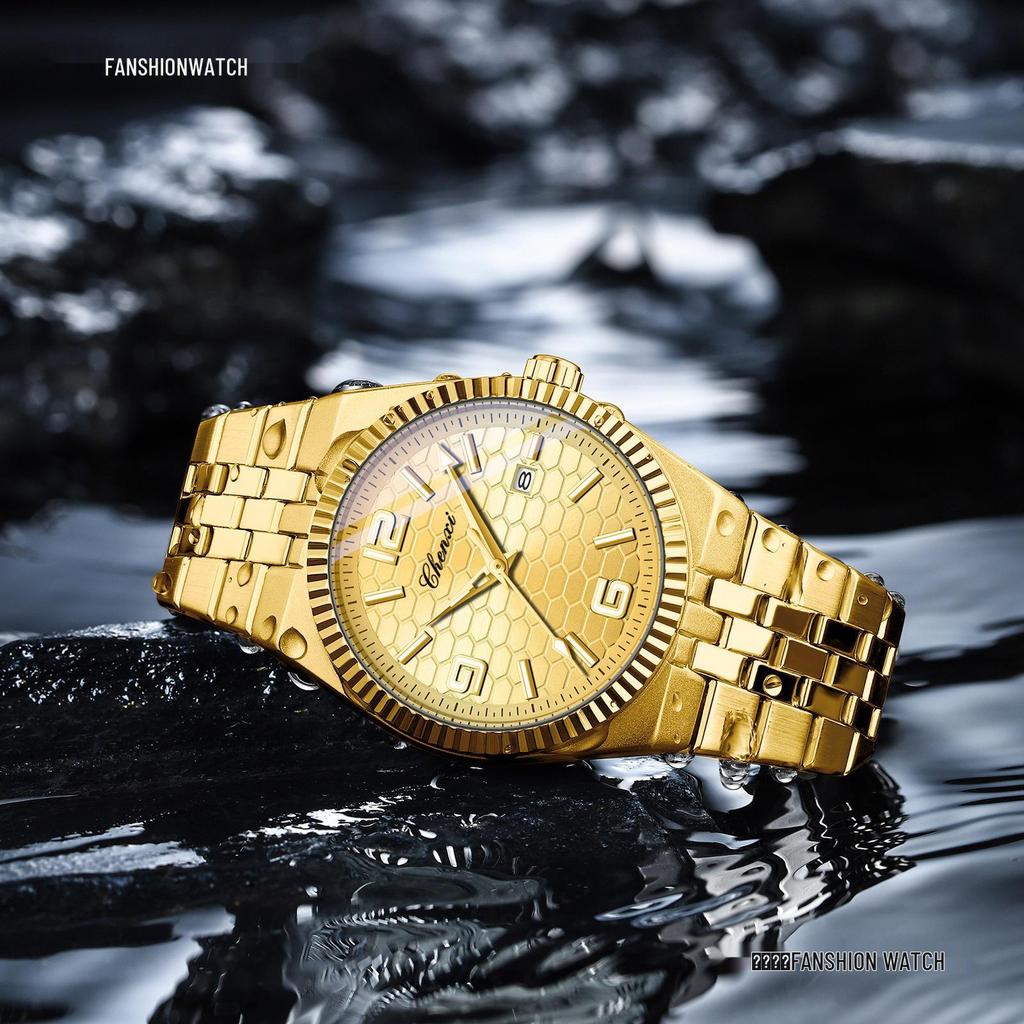 CHENXI Men's Fashion Stainless Steel Automatic Mechanical Watch with Calendar & Luminous Waterproof Features