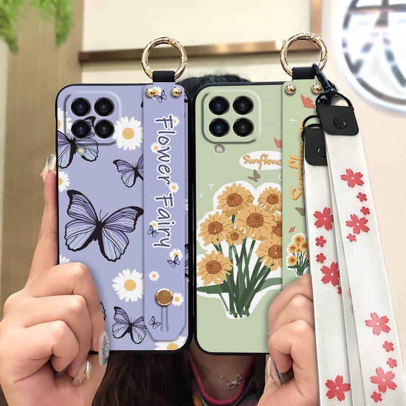 Kickstand Durable Phone Case For Samsung Galaxy M33 5G Global/SM-M336B/DS Anti-dust Oil Painting Flower Fashion Design
