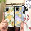 Durable Back Cover Phone Case For Sharp Aquos Zero6/Aquos Air Soft Case Flower Kickstand Wrist Strap Anti-dust Lanyard