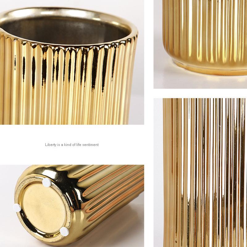 Керамическая ваза Nordic, золотая ваза, цветочный горшок, контейнер для хранения цветов для дома, гостиной, мягкое украшение