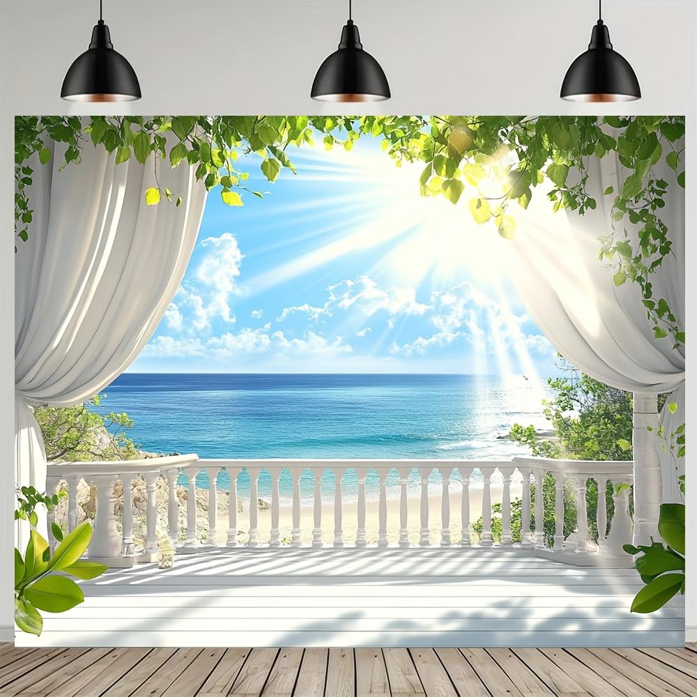 Tropical beach seaside landscape window, suitable for beach party themed decoration, indoor and outdoor use