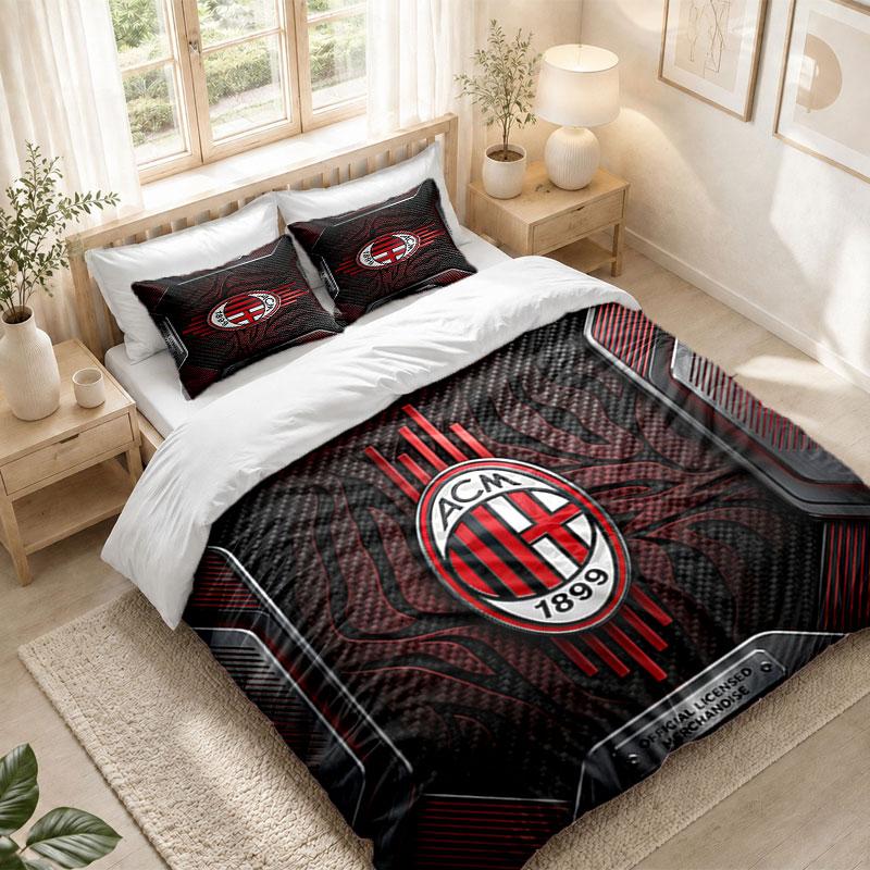 Комплект постельного белья 1 пододеяльник 2 наволочки Принт AC Milan Спальня Домашний декор
