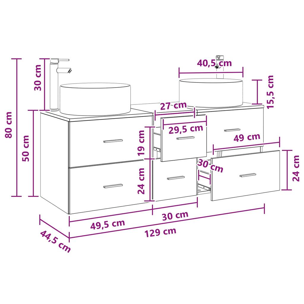 Bathroom Furniture Set 3 pcs Reclaimed Wood 49.5 x 44.5 x 65.5 cm