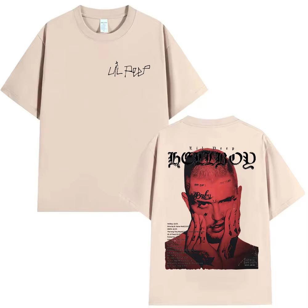 Футболка с принтом альбома рэпера Lil Peep Мужская одежда в винтажном стиле Футболки Мужская Повседневная Хлопковая Футболка с коротким рукавом