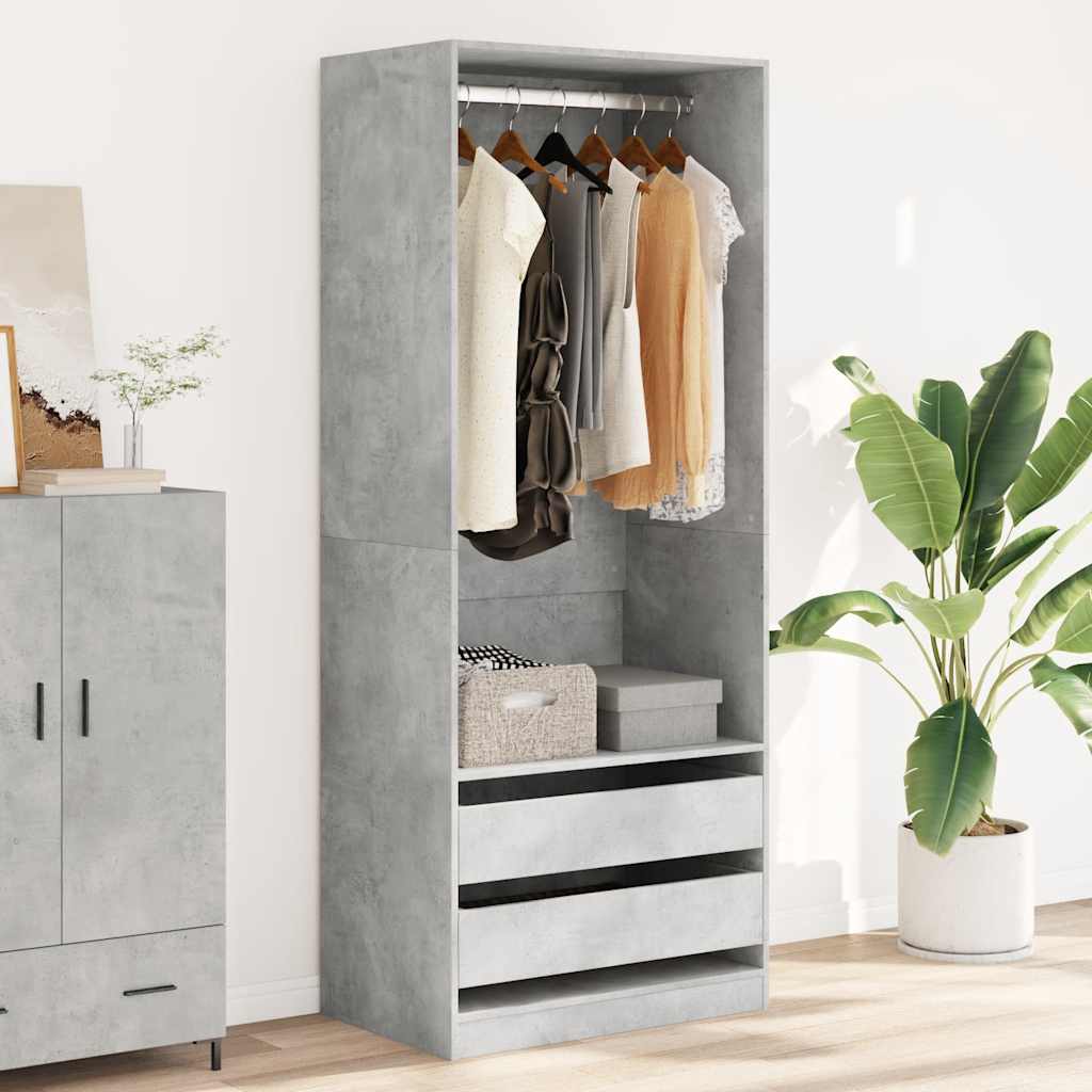 Wardrobe Concrete Grey 80 x 50 x 200 cm Engineered Wood